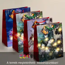 Karácsonyi ajándéktasak LED-es nagy - 26,5 x 33 x 13 cm - többféle