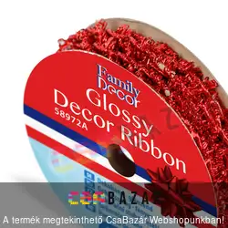 Dekor szalag fényes, piros PES - 2,74 m