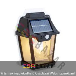 Szolár fali lámpa fekete, melegfehér villanykörte leddel - 12 x 17 x 5,5 cm