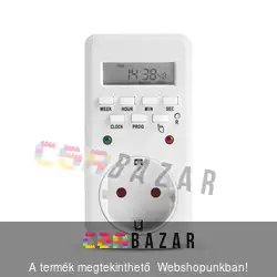Digitális kapcsolóóra, időzítő visszajelző LED-del - 250V - 16A