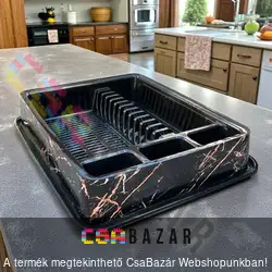 Edényszárító tálcával - fekete márvány