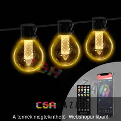 Ledes fényfüzér 25 db fehér LED 100-240V 11W - 15 m - bluetooth kapcsolat