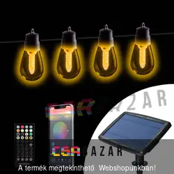 Szolár ledes fényfüzér 25 db fehér LED - 13,6 m - bluetooth kapcsolattal