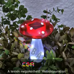 LED-es kültéri szolár lámpa, jelzőfény - gombalámpa 23,5 cm - 10 hidegfehér LED