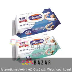 Aquella baba törlőkendő popsitörlő 120 db-os Prémium kivonattal - Fliptop tetővel
