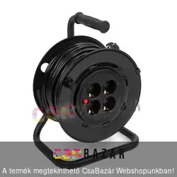 Fém kábeldob - 3x1,5 mm² 25 m kábellel - 4 x aljzattal