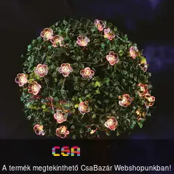 LED szolár fényfüzér virág 2,4 m - 25 LED - melegfehér