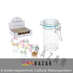 Csatos tárolóüveg, üveg fűszertartó 80 ml