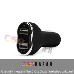Autós szivargyújtó adapter 2 x USB fekete
