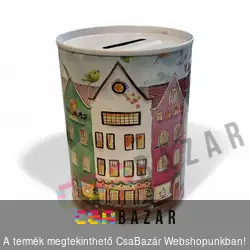 Konzerv persely vegyes mintával - 7.5 x 10 cm