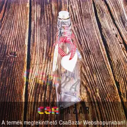 Pálinkás üveg 0,5 L háromszögletű, csatos üveg masnival - Estelle