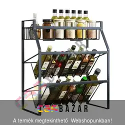 Fém fűszertartó polc emeletes - fekete