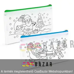 Színezhető tolltartó 4 db filccel - 21 x 12 cm - 2 féle mikulás motívummal