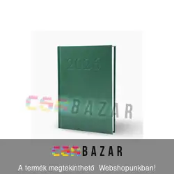Határidőnapló, agenda 2026 zöld borítóval - napi beosztással, fehér lapokkal - A5