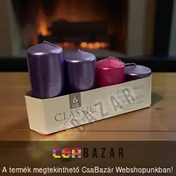 Adventi gyertya 4 db-os lila-rózsaszín metál lépcsőzetes