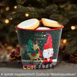 Karácsonyi fém kaspó, vödör 11 x 13 cm - Manó