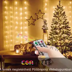 Karácsonyi drótos fényfüggöny távirányítós 100 microLed melegfehér - 3 x 1 m - 230V