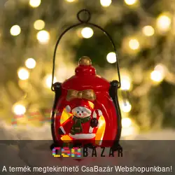 Karácsonyi kerámia LED lámpás dekoráció - 7,5 x 11,5 cm