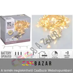 192 LED-es elemes fényfüzér melegfehér 8 program - IP44