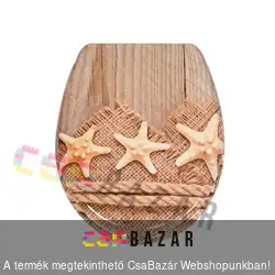 WC ülőke duroplast rozsdamentes acél zsanérokkal - tengeri csillag minta