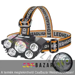 SMD Led-es fejlámpa - akkumulátorral - 5 Led