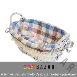 Fonott kosár 26 x 19 cm fehér - textil béléssel, füllel