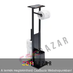 Álló wc kefe és wc papír tartó fém 68 x 21 x 18 cm - fekete