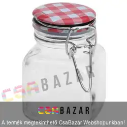 Csatos tárolóüveg, üveg fűszertartó 90 ml négyzetes alakú - fém kupakkal