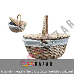 Vesszőkosár bevásárlókosár textil béléssel 40 x 30 cm - piknikkosár