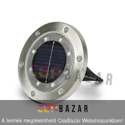 LED-es leszórható, falra szerelhető szolár lámpa 12 cm-es kör alakú - 8 db hidegfehér LED