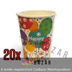 Papírpohár Happy Birthday - 20 db / csomag - 2 féle