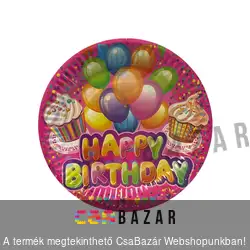 Papírtányér 20 db-os Happy Birthday mintával 18 cm - többféle